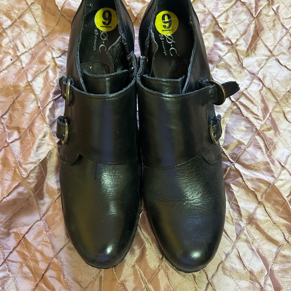 Born Blacks Leather Buckle Ankle Boots